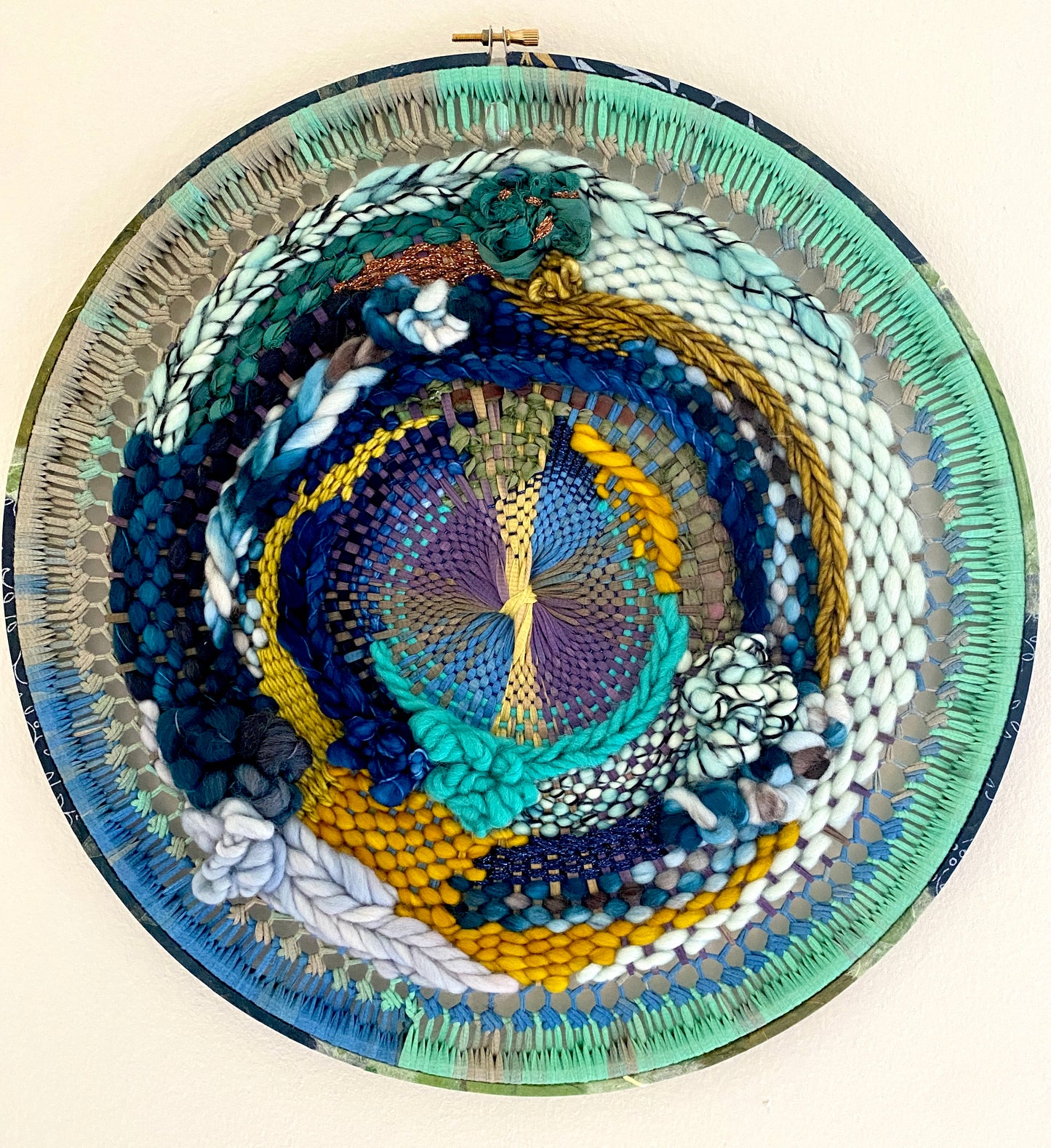"Night garden" round woven wall hanging