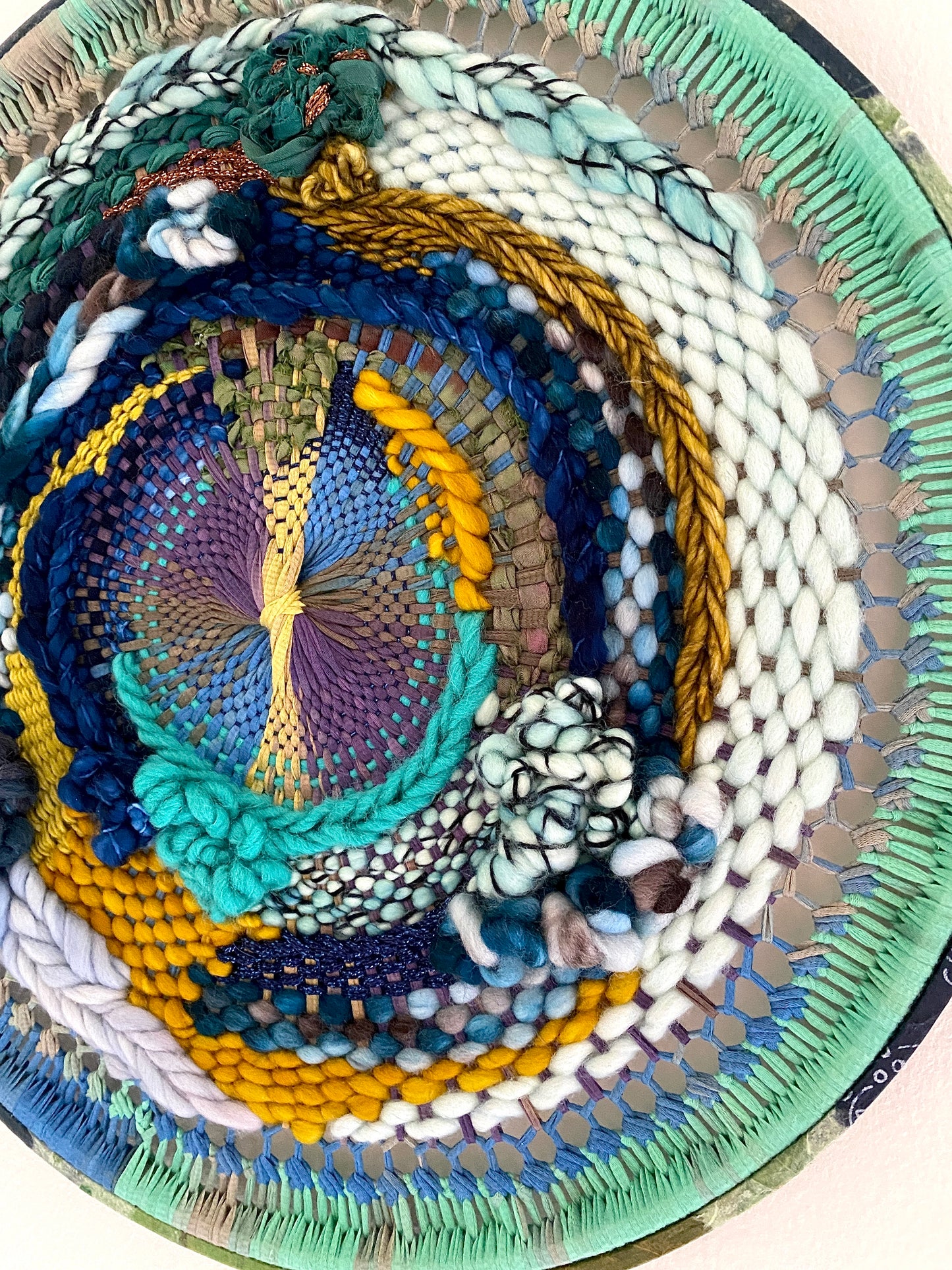 "Night garden" round woven wall hanging