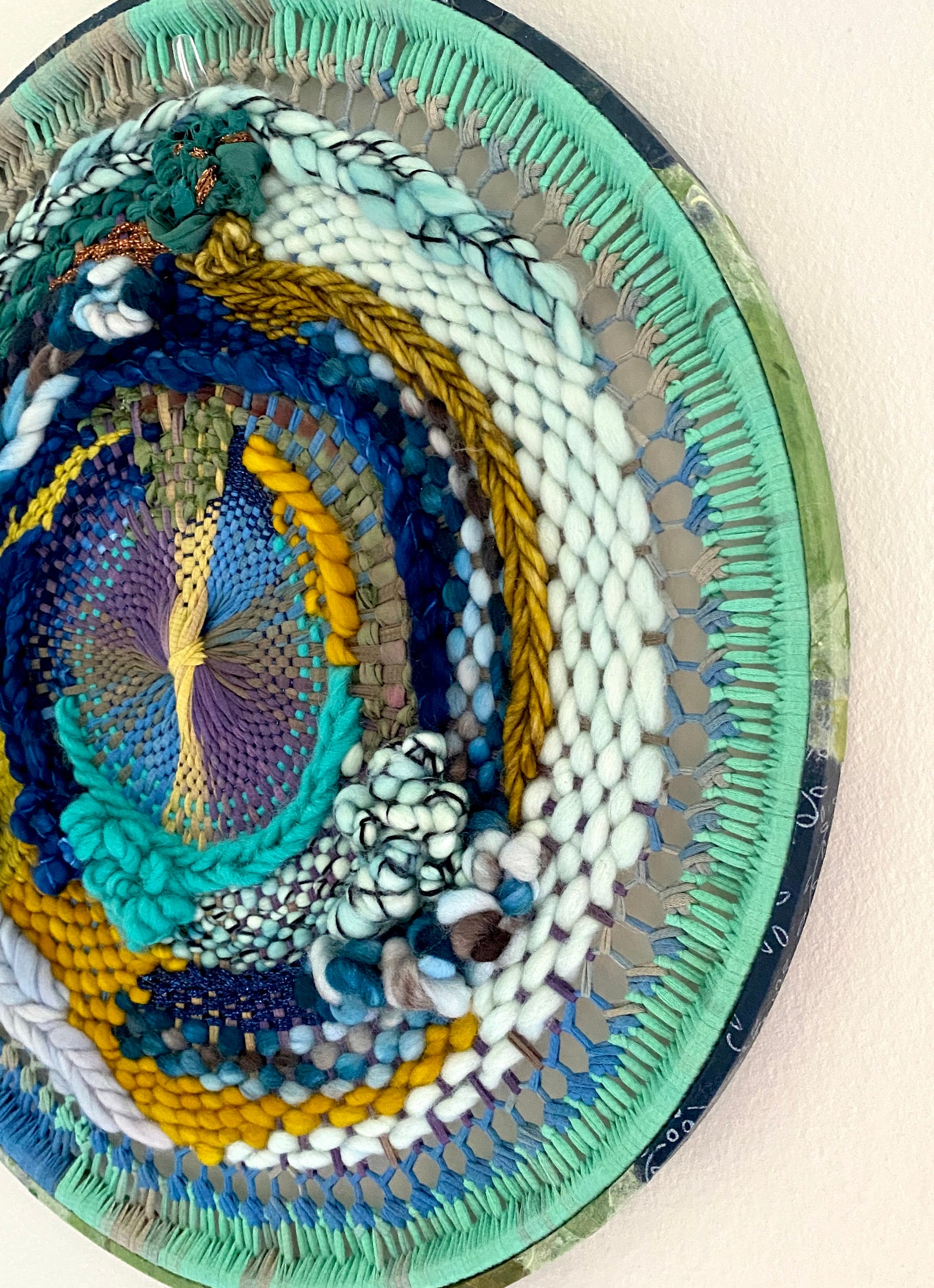 "Night garden" round woven wall hanging