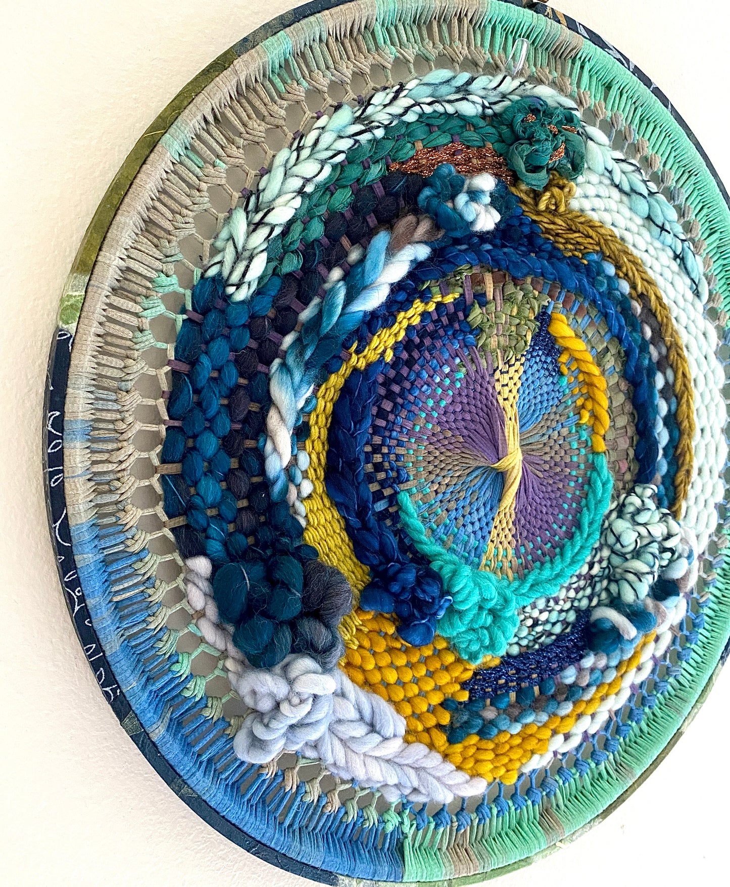 "Night garden" round woven wall hanging