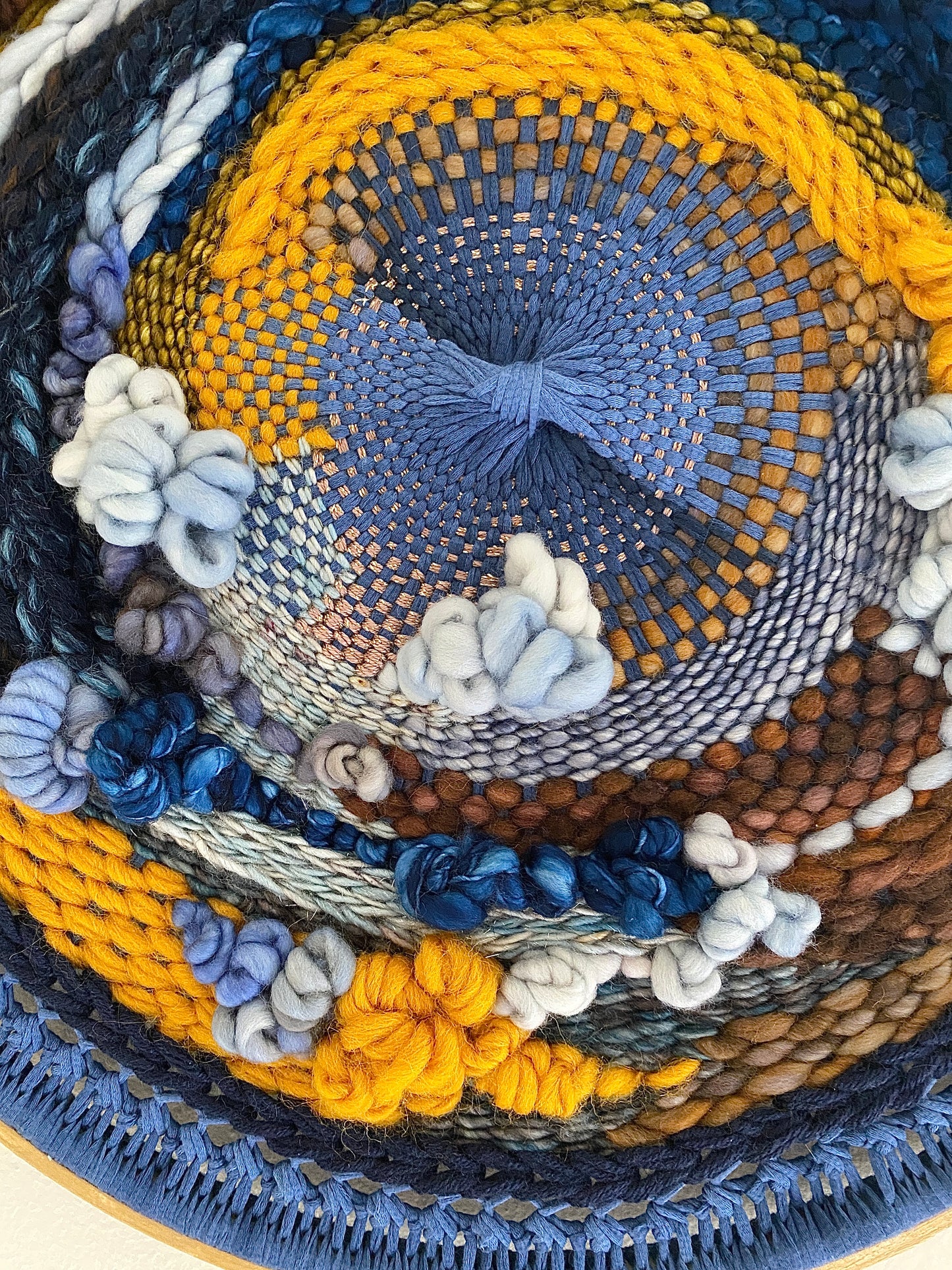 “Water stones" round woven wall hanging
