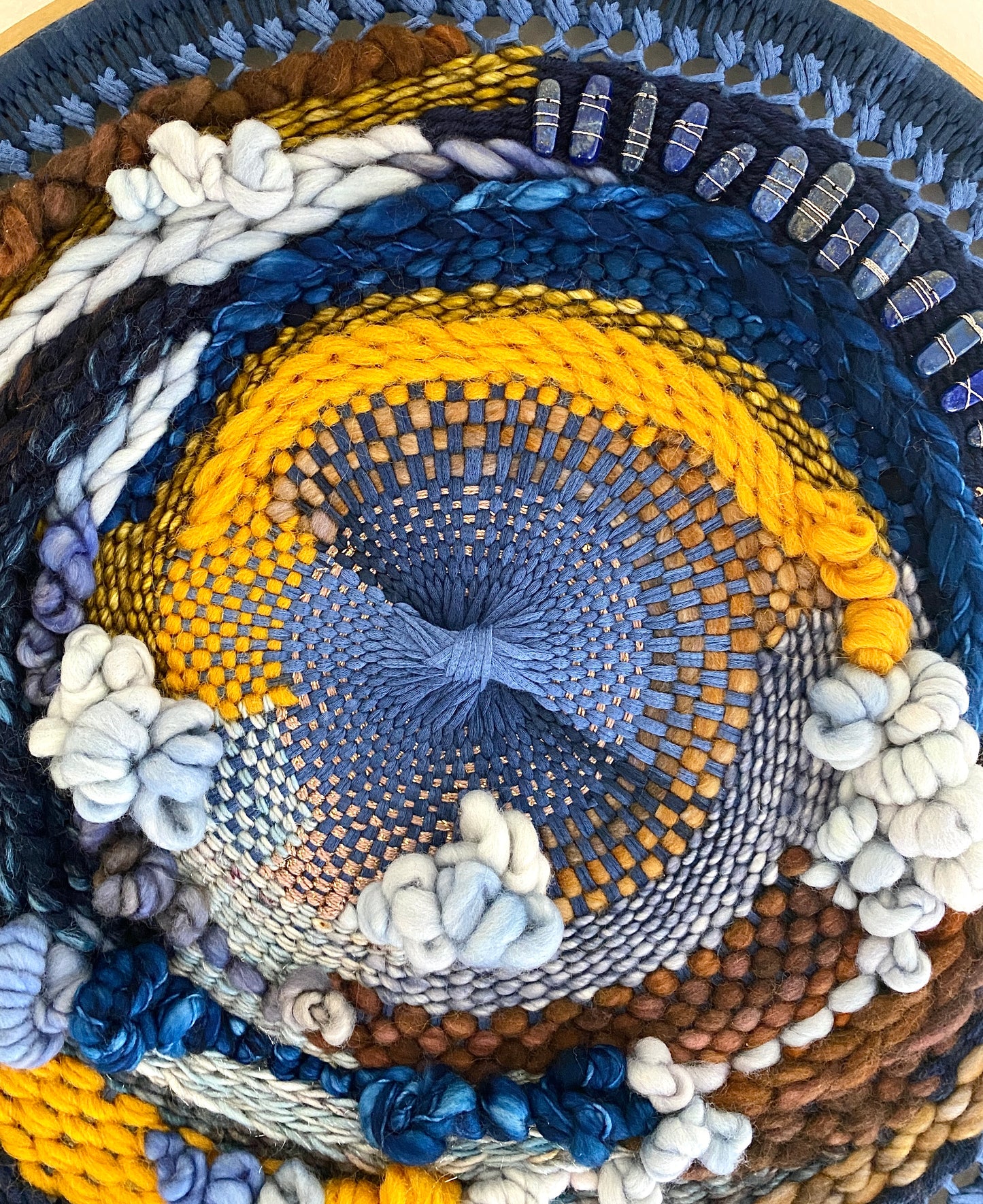 “Water stones" round woven wall hanging