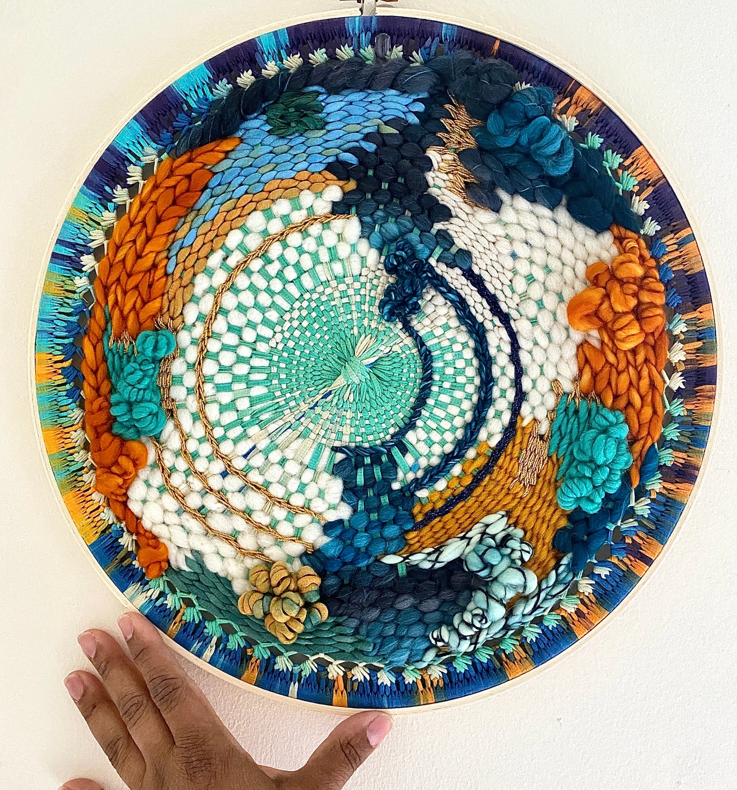 "Journey" round woven wall hanging