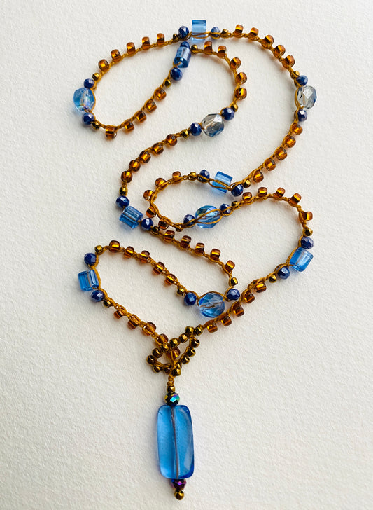 Blue and copper layering necklace