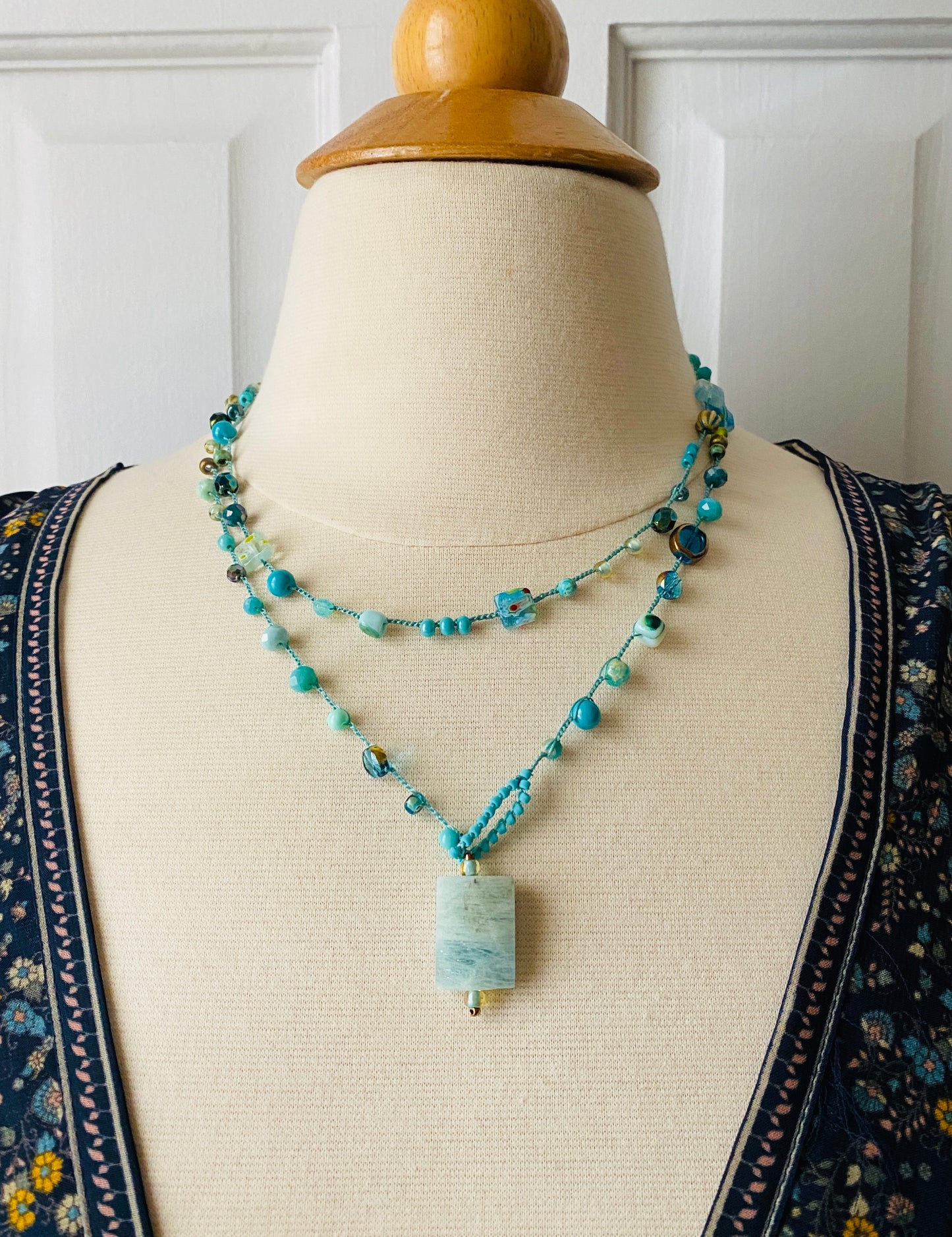 Aquamarine layering necklace