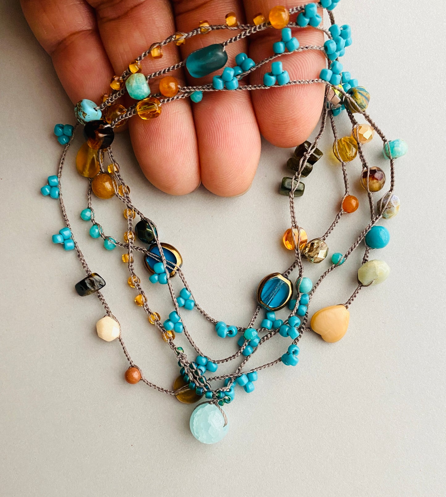 Aqua and gold mix necklace