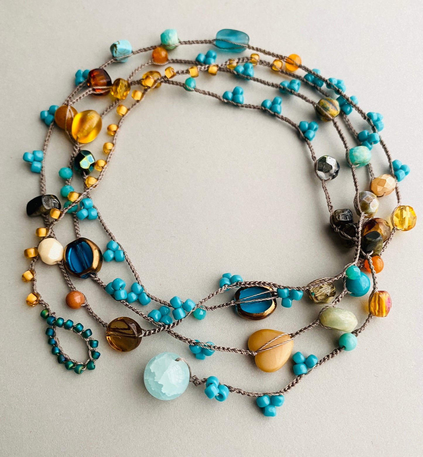 Aqua and gold mix necklace