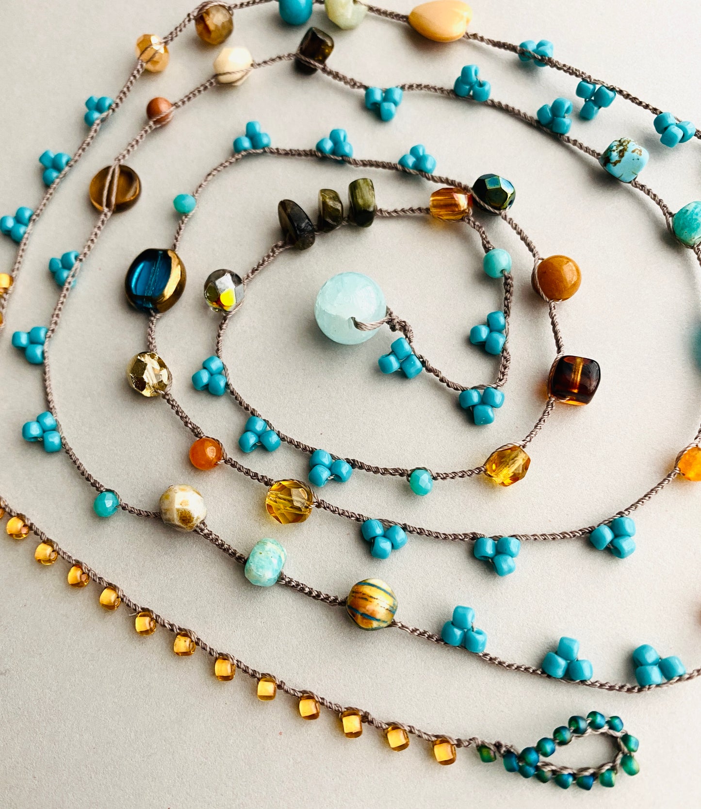 Aqua and gold mix necklace