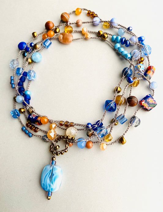 Blue sky terra mix necklace